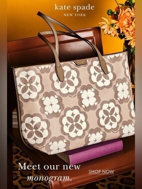 New Kate Spade Beige and White Floral Tote